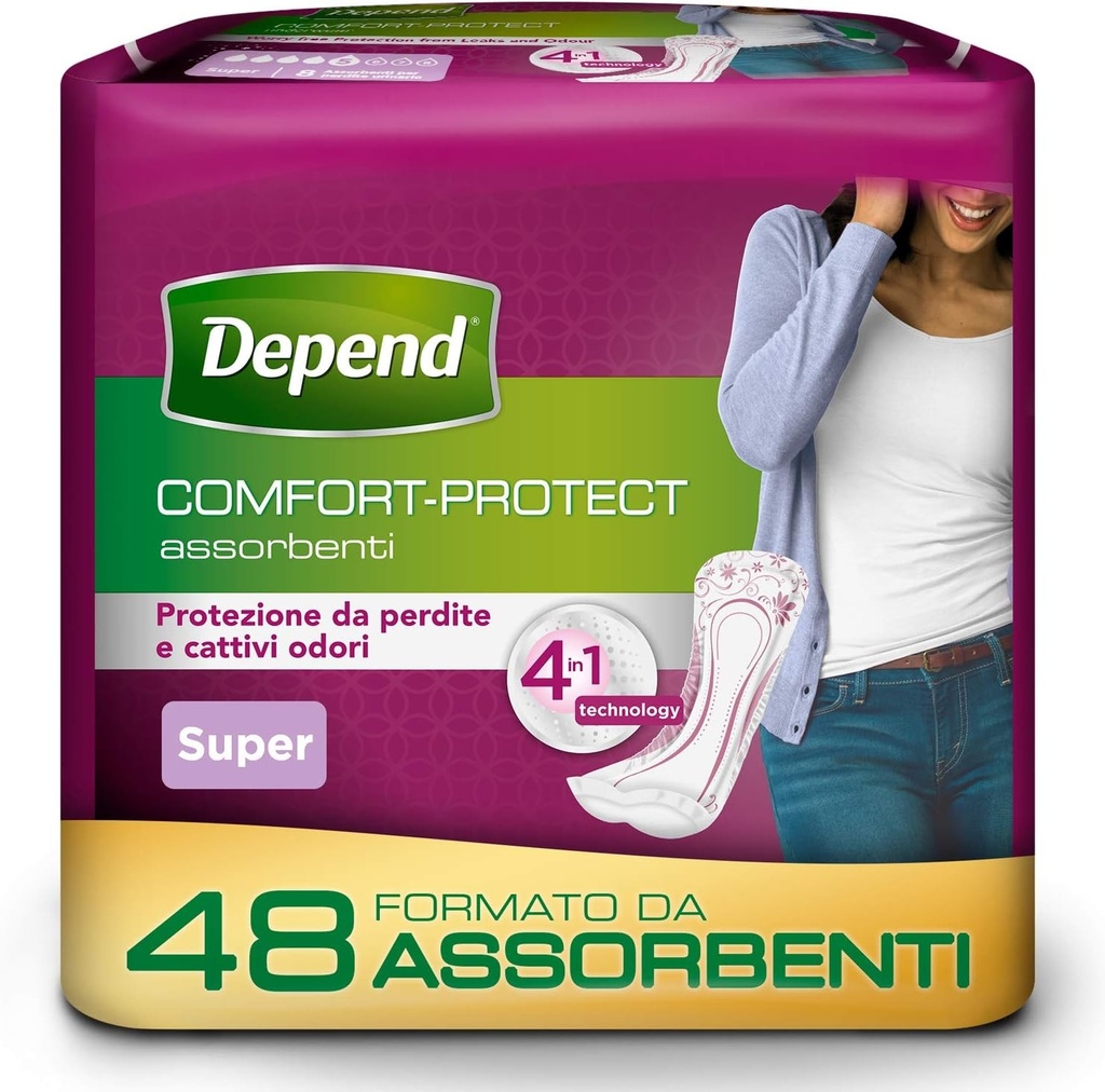 Pantaloni de incontinenta Depend Comfort-Protect pentru femei, pachet de 48, ultra-absorbanti si respirabili