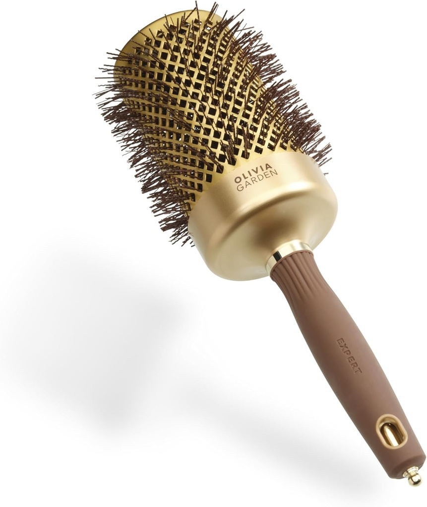 Olivia Garden Expert Blowout Shine - Auriu si Maro - 65 - Perie rotunda, antistatica, ceramica pentru o periere stralucitoare si fara electrizare