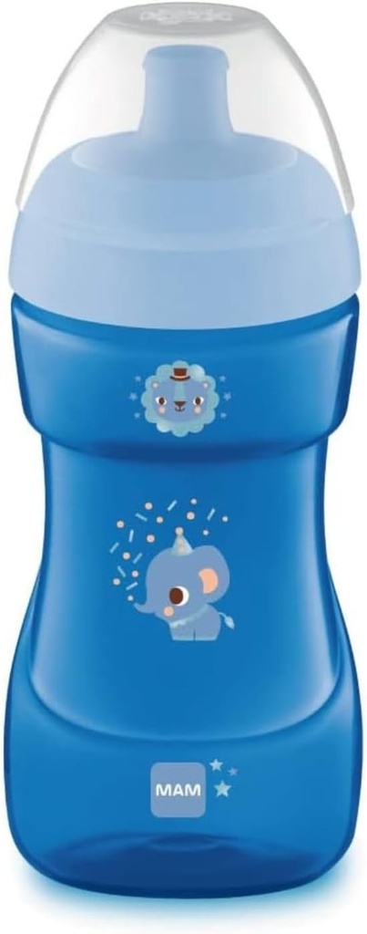 MAM Sports Cup Pahar Plastic cu Cioc Anti-Varsare, 12+ Luni, 330 ml, Albastru