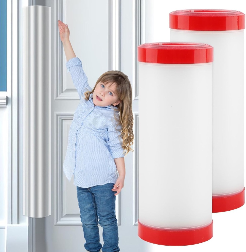 Pachet de 2 aparatori anti-prindere a degetelor pentru usi pentru copii, protectie pentru usi, aparatoare anti-prindere a usii, benzi autoadezive de protectie a cusaturilor usii, aparatoare transparenta pentru degete, aparatoare pentru balamale usii pentru familii si gradinite