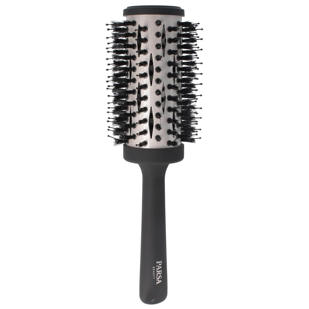 PARSA Beauty Professional Perie cu ingrediente active Keratina + Biotina (Perie rotunda pentru uscare cu foehn 44 mm) - Perie de par pentru netezire si conditionare - Perie de par pentru par cret - Perie de par pentru par lung