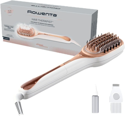 Rowenta Hair Therapist - Perie de reparare cu abur cu tehnologie Thermal Care, repara pana la 78% din deteriorarea parului, peri naturali pentru par moale si stralucitor CF9920