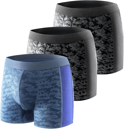 Boxeri pentru incontinenta Carer, pachet de 3, respirabili si la moda, absorbant de 80 ml pentru scurgeri usoare de urina, negru si albastru, marimea XXL