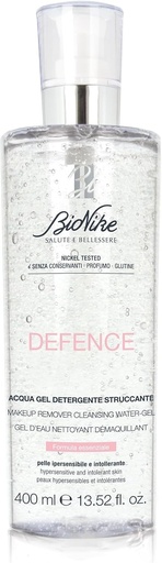 BioNike Defence - Gel demachiant cu apa, cu pantenol, pentru ten delicat si hipersensibil, curata si indeparteaza machiajul de pe fata si ochi, 400 ml