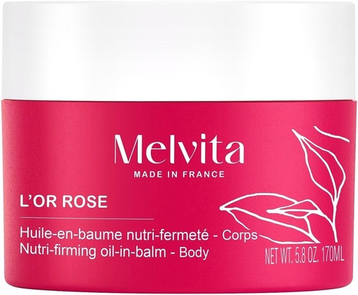Melvita - Balsam tonifiant - L'Or Rose - Tratament corporal pentru slabire si fermitate - Formula cu fructe de padure roz si coralina roz pentru o piele neteda si ferma - Borcan 170 ml