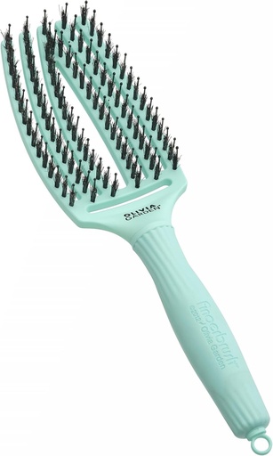 Perie descurcatoare Olivia Garden Fingerbrush Care Iconic - Medie - Menta - cu peri de mistret si nailon pentru un par sanatos si stralucitor