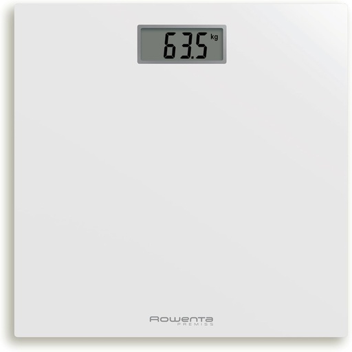 Cantar digital de baie Rowenta Premiss, afisaj mare, capacitate 150 kg, ultra-subtire, automat, platforma din sticla securizata, baterie inclusa, 30 x 30 cm, BS1401