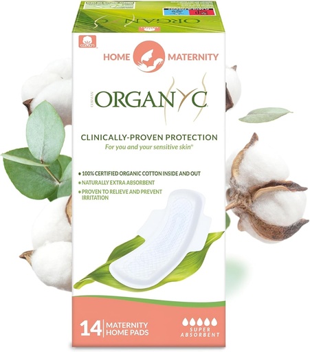 Absorbante post-partum Organyc pentru zilele urmatoare nasterii, pentru intoarcerea acasa - 14 bucati