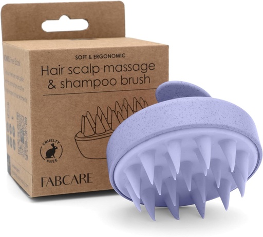 Aparat de masaj pentru scalp FABCARE | Perie de masaj pentru scalp | Tulpini de grau, silicon | Masaj | Par uscat si ud | Cresterea parului, violet