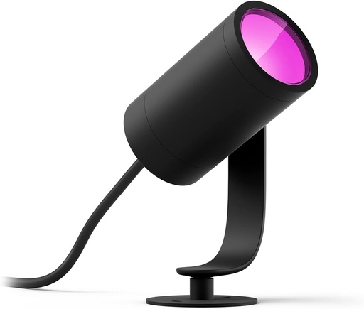 Spot de gradina Philips Hue White & Color Ambiance Lily cu extensie de spot unic, lumina exterioara pentru gradina, iluminat exterior inteligent, functioneaza cu Alexa, Google Assistant si Apple Home