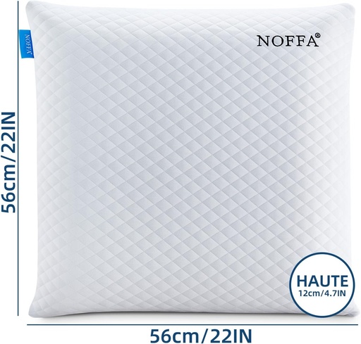Perne cervicale NOFFA din spuma cu memorie, perne de dormit 56 x 56 x 12 cm, perne mari (2 perne) (56 x 56 cm (set de 2))