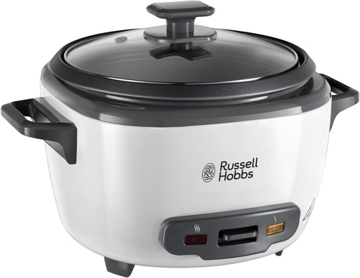Russell Hobbs 27040 Aparat de gatit orez mare - pana la 14 portii cu cos de gatit la abur, cana de masurat si lingura incluse, componente lavabile in masina de spalat vase, 500 W, alb