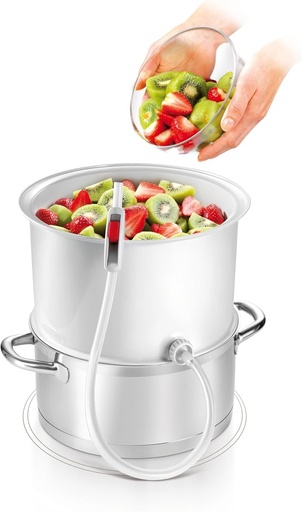Storcator cu abur Tescoma 895250 pentru fructe si legume, Della Casa, Plastic, Alb, 28,4 x 16,9 x 28 cm