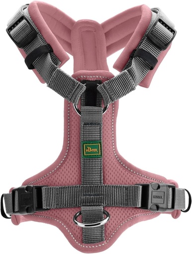 Ham pentru caini HUNTER Maldon UP, culoare: roz antic/gri, captusit moale si confortabil, extrem de reflectorizant datorita 3M Scotchlite, reglabil in 4 directii, cu maner captusit (de la S la M), marime: M