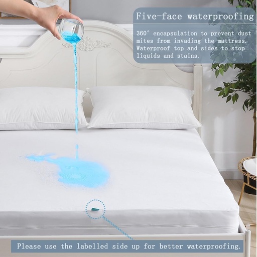 Husa de saltea elastica Beedsooth cu fermoar, protectie de saltea impermeabila si respirabila, subtire de saltea moale - 90x200cm, inaltime 20cm, alb