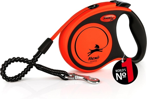 Ham flexi® Xtreme S 5 m negru, extrem de rezistent la muscaturi, portocaliu, lesa extra robusta, tip rulou, pentru caini de pana la 20 kg