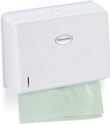 Dispenser de prosoape de hartie Relaxdays, montat pe perete, pentru prosoape de hartie H2, dimensiuni (I x L x A): 20,5 x 27,5 x 10 cm, alb