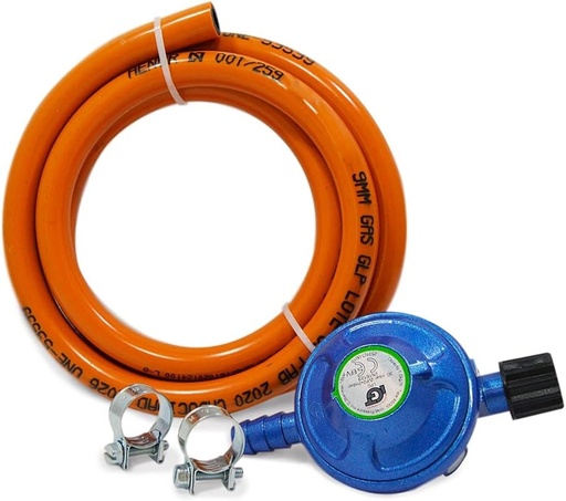 Kit regulator de gaz S&M 322150 pentru butelie de butan de camping + tub de 1,5 m + 2 saibe