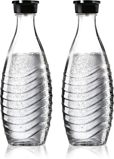 Carafa SodaStream din sticla CRYSTAL 0,7L | Se poate spala in masina de spalat vase | Compatibila cu Crystal & Penguin | design elegant | Pachet de 2, sticla