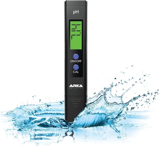 pH-metru ARKA myAQUA® - Interval de masurare: 0-14 pH, Ideal pentru acvarii cu apa sarata si dulce, piscine, iazuri, apa cu osmoza inversa, apa potabila si multe alte lichide, INCLUSIV pulbere de calibrare