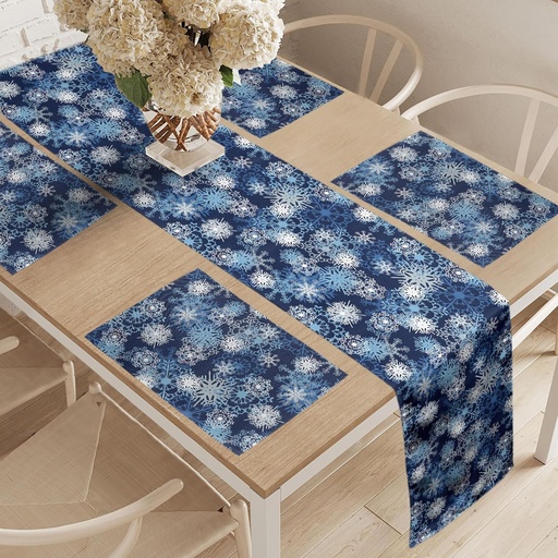 ABAKUHAUS Traversa de masa alb-negru si 4 servetele, fundal de culoare uni cu model diagonal in forma de patrat - set geometric modern pentru decorarea mesei, 180 x 40 cm, alb si negru