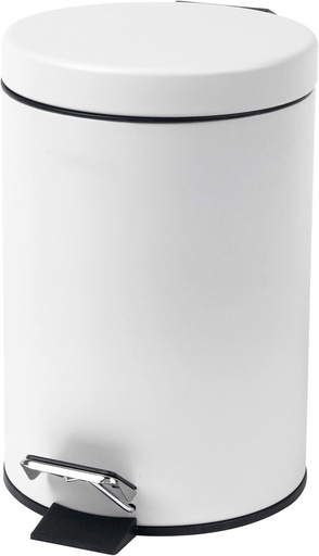 Cos de gunoi cu pedala Beldray pentru baie, capacitate 3L, mini cos rotund cu capac cu inchidere silentioasa, cos de gunoi pentru cosmetice, design modern, finisaj alb, LA038098WHTAEU7