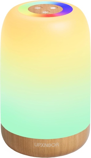 Lampa de noptiera LED UPXNBOR, reglabila la atingere cu 256 de culori RGB si 4 moduri, lampa de masa wireless cu temporizator si carlig, reincarcabila USB, model lemn, lumina de noapte portabila pentru dormitor, sufragerie