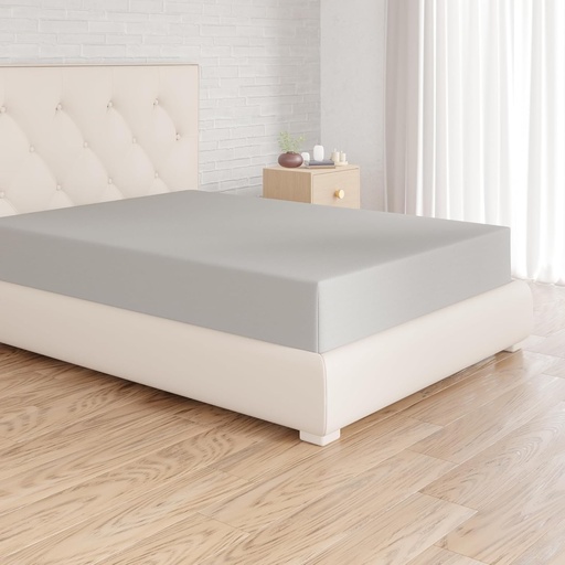 Cearsaf cu elastic Amazon Basics, 180 x 200 x 30 cm, microfibra, cearsaf cu elastic - inaltime saltea pana la 30 cm, gri deschis