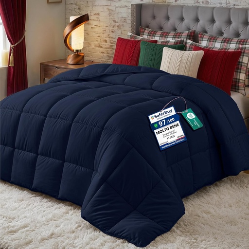Pilota Utopia Bedding 180x200 cm, pilota calduroasa 370 g/m², husa alba cu colturi (albastru marin)