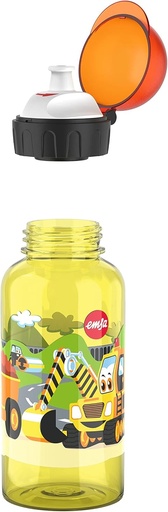Sticla de apa Emsa N30511 pentru copii, din Tritan | Capacitate: 0,4 litri | 100% sigura/practica/igienica/antiscurgere/inofensiva | cioc inteligent de baut | robusta | Design: Road Works