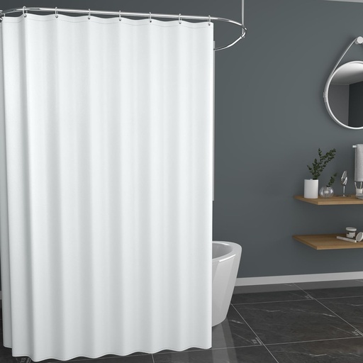 GOOPOOL Perdea de dus 240x200, Perdea de dus cu greutate hidrofuga, Perdea de dus din tesatura de poliester lavabila pentru baie, cu 16 inele pentru perdea de dus, H200 x L240 cm, Alb
