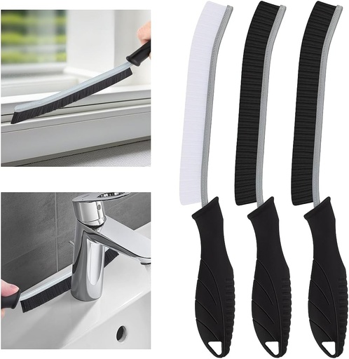 Perie de curatare a colturilor cu peri duri TQRR - Perie multifunctionala pentru rosturi, Perie de curatare, Perie de curatare a crapaturilor, Instrumente de curatare pentru toaleta, baie, bucatarie, uz casnic, rosturi (3, Negru)