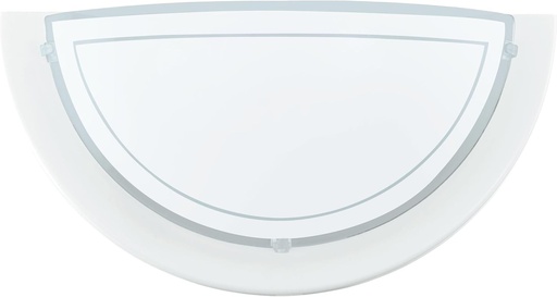 Lampa de perete Eglo Planet 1, lampa de perete cu o singura lumina, lampa de perete de interior din otel si sticla, lampa de living in alb si transparent, lampa de intrare cu soclu E27