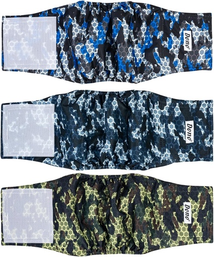 Scutece lavabile Dono pentru caini, pachet de 3, pentru caini masculi, super absorbante - pentru caini mici, medii si mari - marimea S, marimea militara