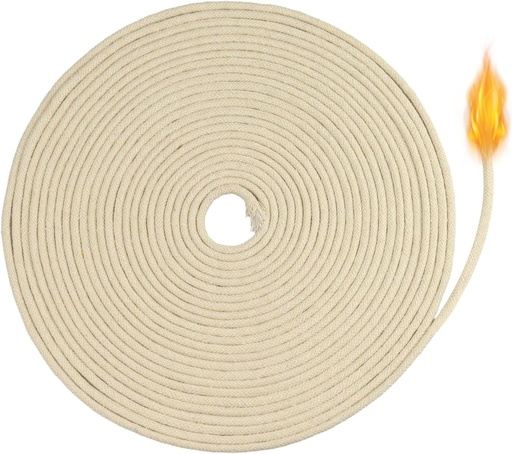 Fitil pentru lampa cu ulei, Suofuolef fitil din bumbac 10m x Ø 4mm pentru lampi cu petrol si lumanari DIY. Confectionare manuala a lumanarilor.