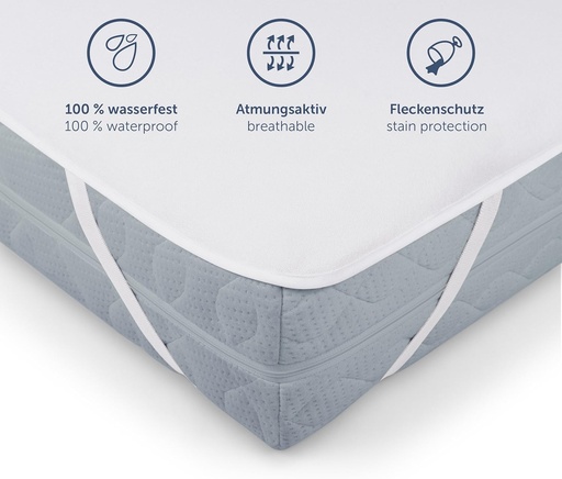 Protectie de saltea Blumtal 100x200cm - Saltea impermeabila 100x200cm, fabricata din 80% bumbac - certificata Oeko-TEX. Protectie pentru incontinenta, lavabila pana la 95°C - saltea silentioasa - saltea de pat