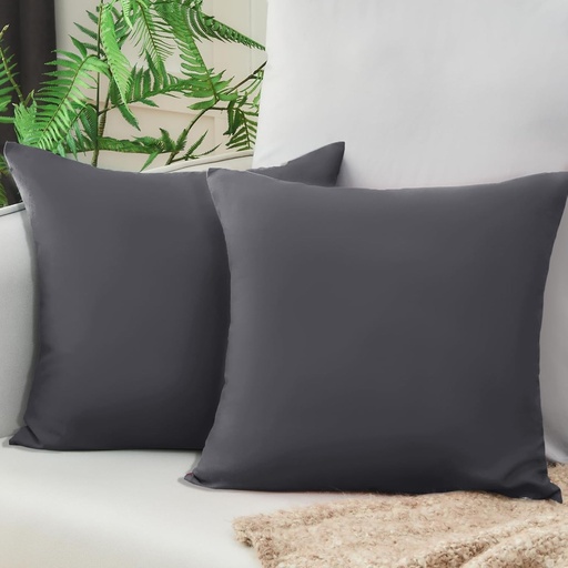 Husa de perna pentru canapea Vielit 50x50 cm, antracit, moale, fata de perna 50x50 cm, set 2 piese, fete de perna din microfibra 50x50 cm, certificat ecologic, rezistenta, hipoalergenica