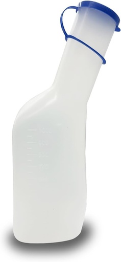 Set pisoar pentru barbati (1000 ml), suport, perie de curatare | 1 litru | 3 piese | Pisoar din PP cu capac laptos, perie de curatare, suport pentru pat/suport pentru pisoar cu capac, inclusiv lant