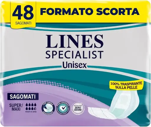 Lines Specialist, absorbante pentru incontinenta, modelate, pentru femei si barbati, 100% respirabile, fara miros, absorbtie ridicata, 4 pachete a cate 12 unitati