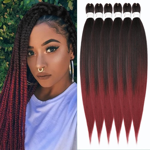 Extensii de par impletit pre-intins, impletituri moi si usor de realizat, impletituri de 30 de inci, 6 pachete/lot, extensii de par impletit fara noduri cu textura African Yaki, 1B/900#