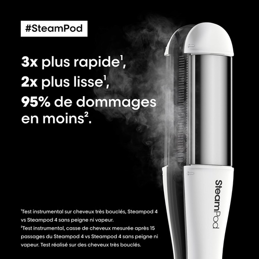 STEAMPOD 4 - Placa de indreptat si ondulat cu abur - Daune cu 95% mai mici - Coafare de 3 ori mai rapida - 3 setari de temperatura - Tehnologie patentata cu abur - Cu accesorii - Toate tipurile de par - L'Oréal Professionnel