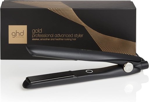 ghd gold - Placa de indreptat parul profesionala pentru indreptare, ondulare si crearea de onduleuri, temperatura optima de coafare 185ºC, tehnologie cu doua zone, negru