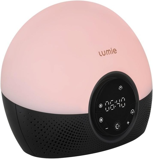 Ceas desteptator Lumie Bodyclock Glow 150 cu lumina, simulare treptata a rasaritului si apusului, lumina reglabila, 10 sunete, culoare nud, negru