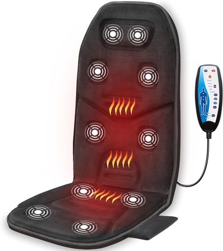 Scaun de masaj vibrator COMFIER - Perna pentru scaun de masaj cu 10 motoare de vibratii si caldura, masaj pentru spate, masaj pentru spate, cadouri de Craciun pentru femei, barbati