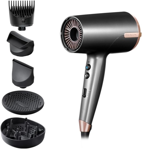 Uscator de par ionic Remington ONE [Puternic si rapid] Dry&Style (2000W, flux de aer de 120 km/h, 5 accesorii: Flyaway, 2 difuzoare: ingust si lat, duza ingusta, 8 setari de caldura si viteza) D6078