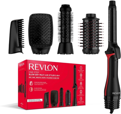 REVLON Uscator de par 5-in-1 One-Step™ si aparat de coafat multifunctional (capete detasabile, accesoriu pentru ondulat, uscator, volumizator, aparat de coafat, instrument de modelare). RVDR5370