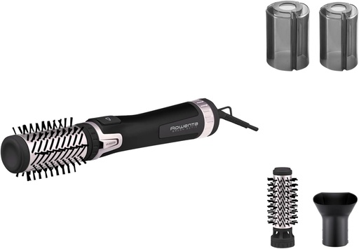 Perie cu aer cald Rowenta CF9550 Brush Activ' Dry & Style, accesoriu 2 in 1 cu aer cald + rotatie, rotatie inainte/inapoi, amplificator ionic, incl. accesorii de perie cu invelis ceramic, alb/liliac metalizat