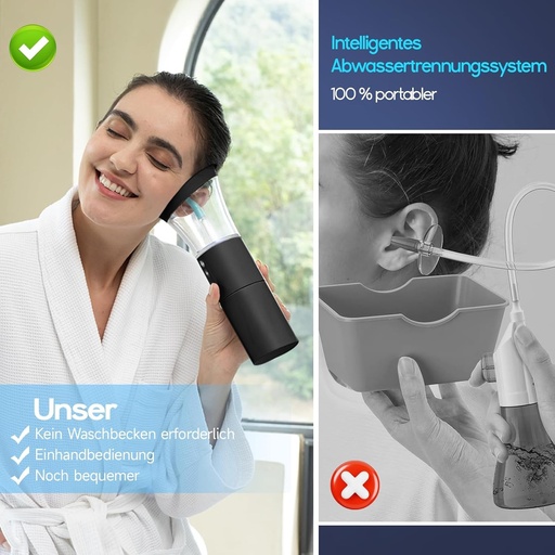 Indepartator de cerumen Morfone, operare cu o singura mana, 4 moduri, avertismente de siguranta, impermeabil IPX6, curatitor de urechi cu 5 duze. Curatator de urechi pentru adulti, indepartator de cerumen pentru copii