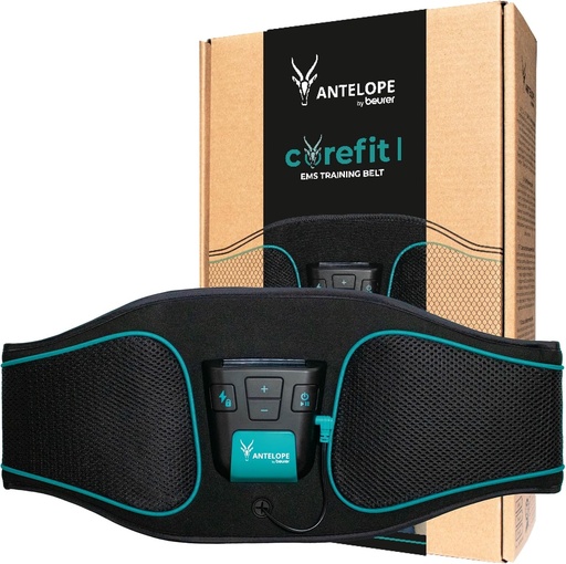 Centura de antrenament Beurer Corefit I by Antelope EMS, stimulare musculara abdominala, suport pentru dezvoltarea musculara, 9 programe de antrenament, 4 electrozi, pentru barbati si femei