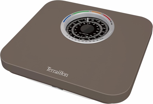 TERRAILLON - Cantar mecanic de baie - Cadran mare cu indicator IMC, 150 kg maxim - Model „Nautic Up”, Maro